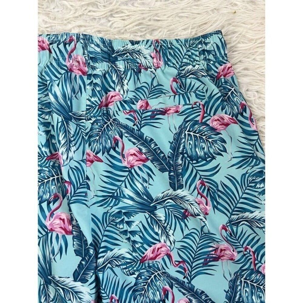 Surplus Men's Size XL Blue & Pink Tropical Flamingo Swim Trunks Board Shorts - Picture 8 of 9